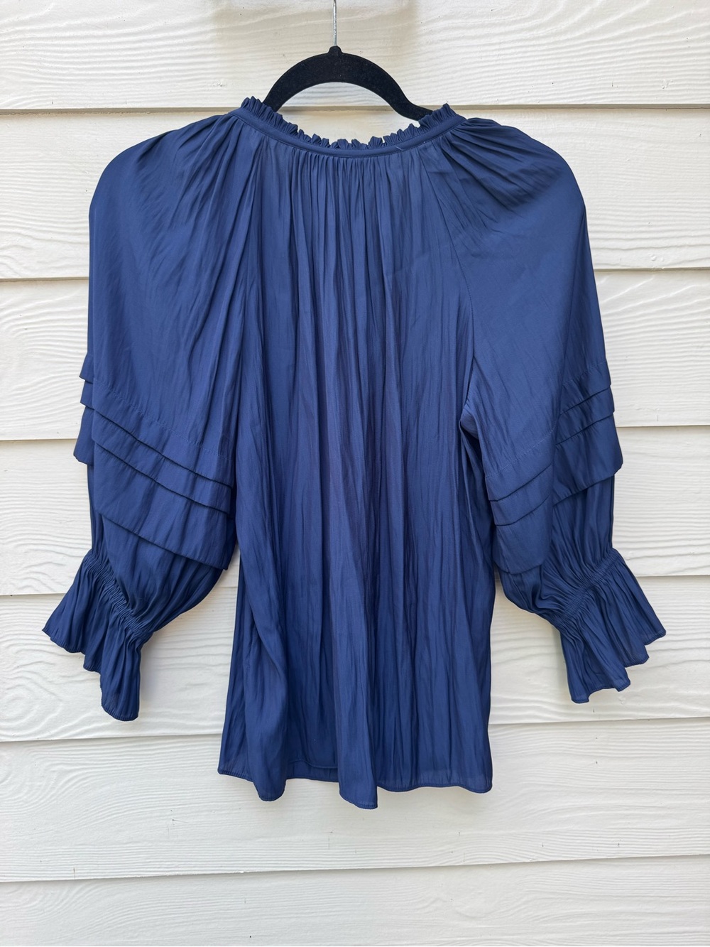 NWT Ramy Brook Rhea Blouse Top Spring Navy Blue L - Picture 7 of 10